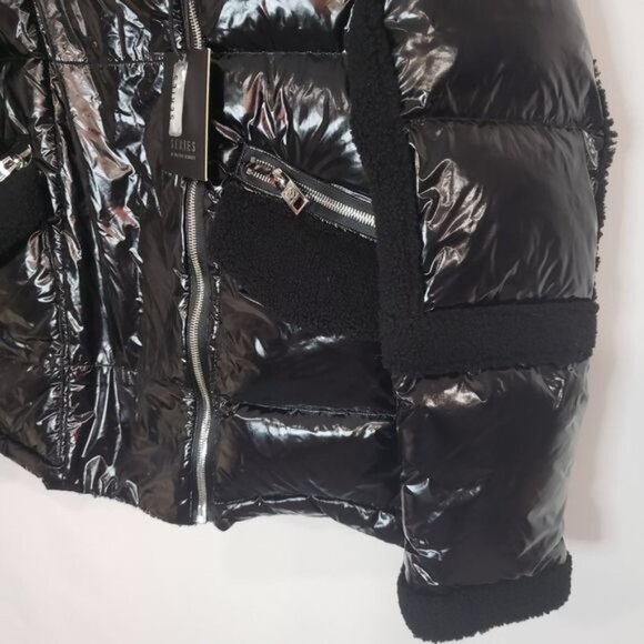 NWT Nicole Benisti GEILO MIXED MEDIA BIKER JACKET Size large - Picture 13 of 16